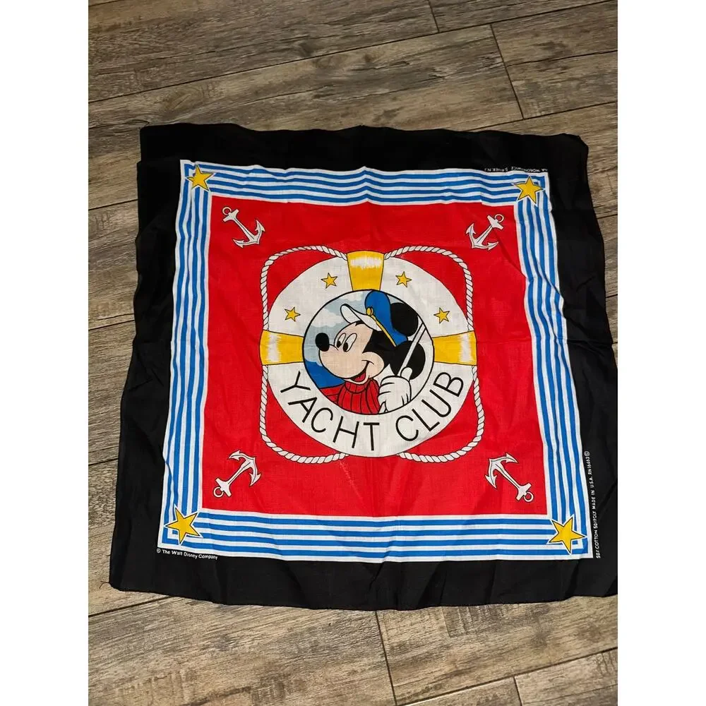 Vintage Disney Mickey Mouse Yacht Club Bandana Scarf Multi Wall Hanging Decor